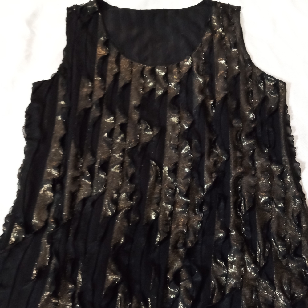 Sunny Leigh Black and Gold Sleeveless Blouse